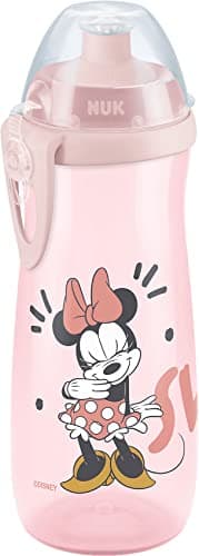 Image of NUK Sports Cup Toddler Water Bottle | 24+ Months | Leak-Proof Push-Pull Spout | Clip & Protective Cap | BPA-Free | 450 ml | Disney Minnie Mouse (Pink)