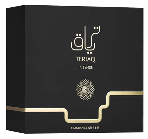 Image of Teriaq Intense Fragrance Gift Set 100ml Eau De Parfum + 12ml Travel Spray + 50ml Hair Mist Luxury Arabian Perfume Gift Set Long Lasting Oriental Perfume