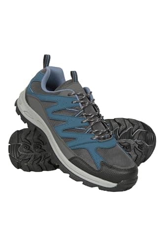 Image of Mountain Warehouse Highline II Mens Shoes - Suede Mesh Upper Walking Shoes, EVA Footbed Footwear, Grippy Outsole - for Spring Summer, Hiking, Camping & Outdoors Navy Adult Shoe Size 7