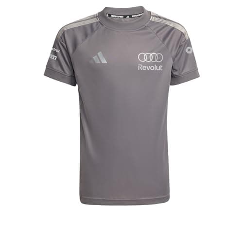 Image of adidas Boy's Audi Formula ONE Team Driver Jersey Replica Short Sleeve Youth, Grey strata/Iron met., 11-12 Years