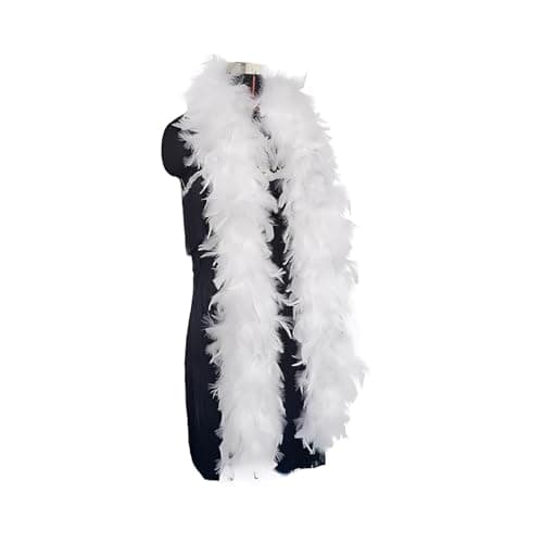 Image of YREYBN White Feather Boa, 40 Grams 2MWhite Feathers, Feather Boas Whites Feather Boa Turkey Feathers for Dancing, Carnival,Christmas,Wedding Centerpieces,Costume,Concert and Home Decoration (White)
