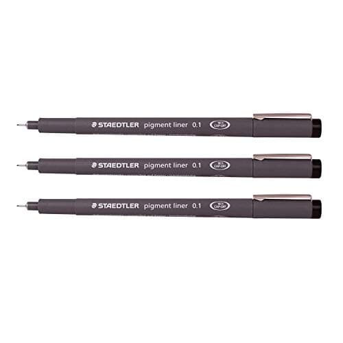 Image of Staedtler 0.1 mm Pigment Liner Fineliner Sketching Drawing Drafting Pens Pack of 3