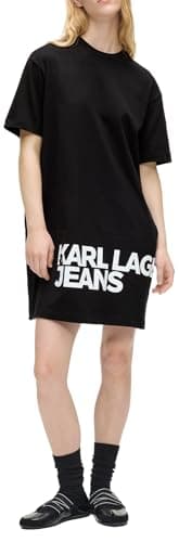 Image of Karl Lagerfeld Jeans Women's, Logo Tee Dress, Black, M