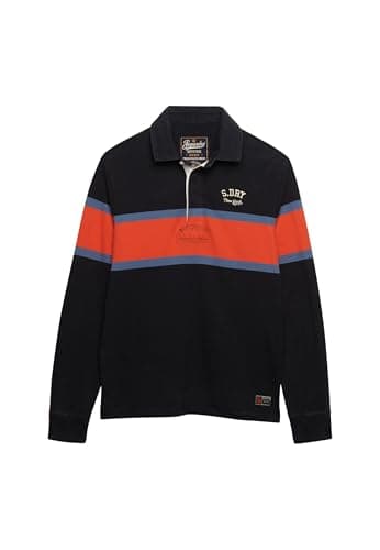 Image of Superdry Men's Vintage Athletic Rugby T-Shirt, Navy Striped Chest, L