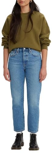 Image of Levi's Women's 501 Crop Jeans, Medium Indigo Worn in, 28W / 26L