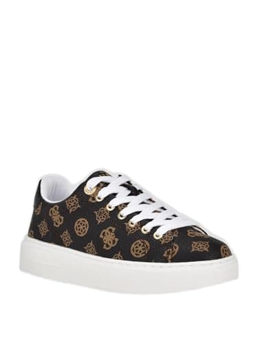 Image of GUESS Women's DENESA Sneaker, Medium Brown Logo 210, 6.5, Medium Brown Logo 210, 4 UK