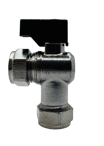 Image of UKDeals Direct 15mm Isolation Ball Valve, Angle with Black Lever, Suitable for Hot & Cold, WRAS Approved (Pack of 1)