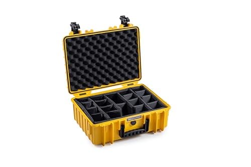 Image of B&W Outdoor Transport Case - Type 5000 with Padded Divider - Yellow - Waterproof according to IP67 Certification, Dustproof, Virtually Indestructible