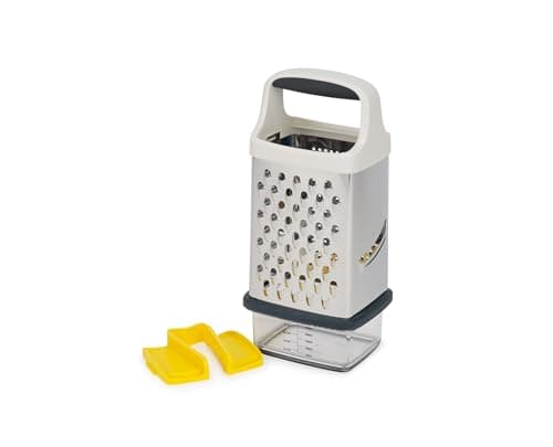 Image of Joseph Joseph Multi-Grip Box Grater with Precision Food Grip, Stainless Steel Blades for Grating and Slicing, Non-Slip Base, Dishwasher Safe