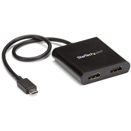 Image of StarTech.com USB-C to Dual HDMI Adapter, USB Type-C Multi-Monitor MST Hub, Dual 4K 30Hz/1080p 60Hz HDMI Laptop Display Extender/Splitter, Extra-Long Built-In Cable, Windows Only (MSTCDP122HD)