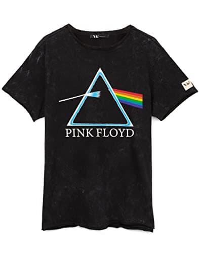 Image of Pink Floyd Unisex T-Shirt for Men and Women | Black Acid Wash Band Tee | Dark Side of The Moon Album Logo | Music CD Merchandise Small