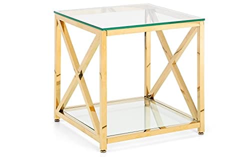 Image of Julian Bowen Miami Lamp Table - Glass & Gold Tables