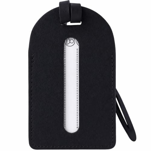 Image of Wasama Genuine Leather Luggage Tag | Travel Baggage Tag | Durable Strap & Privacy Flap (Night Fall Black)