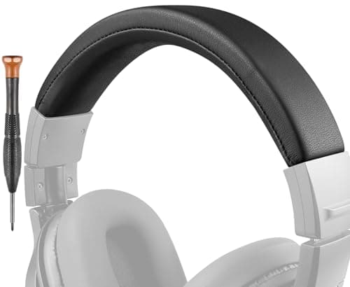 Image of SOULWIT Protein Leather Headband Cover for Audio Technica ATH M40, M40X Headphones, Replacement Headstrap Pad Repair Part (Black)