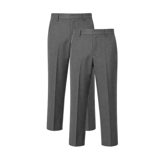 Image of IMFAA Premium Pull-Up School Trousers – Adjustable Waist, Smart Uniform Pants for Everyday Comfort (UK, Age, 15-16Y, Grey-2)