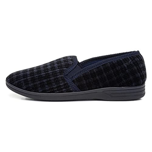Image of The Slipper Company Mens Twin Gusset Navy Slipper - Size 9 UK - Blue