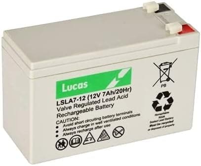 Image of LUCAS 12V 7AH RECHARGEABLE BATTERY, IDEAL FOR ALARMS, TOY CARS, MOBILITY USE