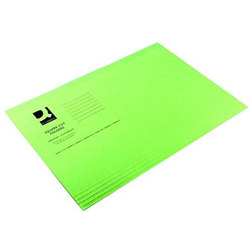 Image of Q-Connect Square Cut Folder Lightweight 180gsm Foolscap Green (Pack of 100) KF26031+ Finchley Pen Free