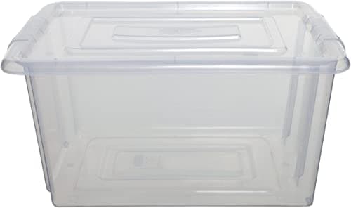 Image of Whitefurze Stack & Store Small Storage Box 14 Litres Without Lid, Transparent