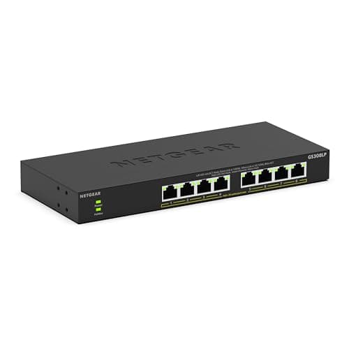 Image of NETGEAR 8 Port PoE Switch (GS308LP) - Gigabit Ethernet Unmanaged Network Switch - with 8 x PoE+ @ 60 W Upgradeable - Desktop, Wall Mount or Rackmount - Limited Lifetime Protection