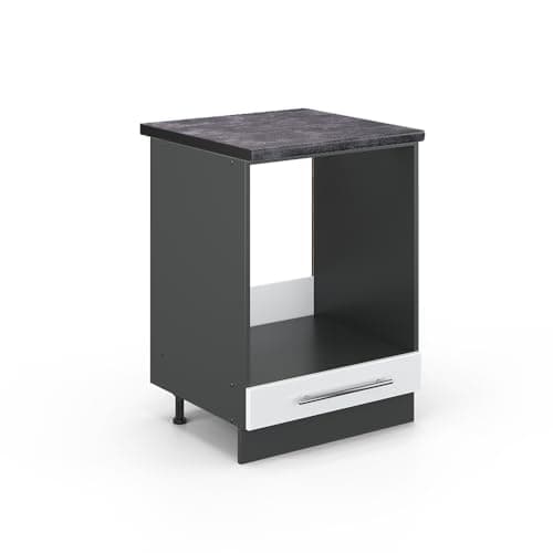 Image of Vicco Oven housing cabinet Fame-Line, White High Gloss, 60 cm, WT Anthracite, for combination with other modules from the Fame-Line series