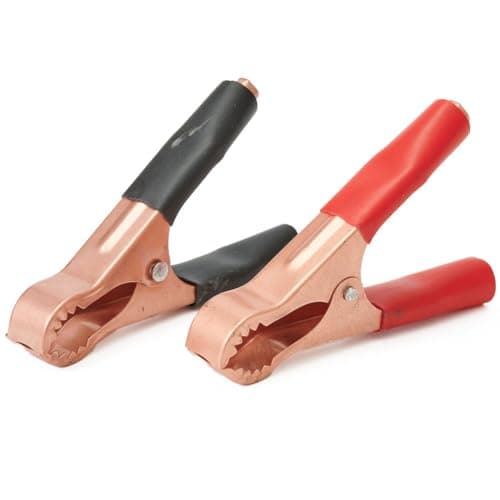 Image of Auratrove 2pcs Copper Plated for alligator Clips Battery Clamps with Thick Spring for Charger Jump Starter Solar Panel 80mm Red Black