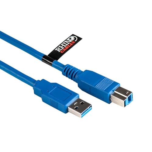 Image of rhinocables USB 3.0 Printer Cable - A Male to B Lead | Universal Compatibility for All Your USB-B Devices - Printers, Scanners & External Hard Drives including HP, Brother, Dell & Epson (Blue, 3m)