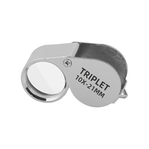 Image of Tabanzhe Jewellers Loupe 10X Magnifier,Handheld Magnifying Glass with Storage Box,Foldable Portable Jewellery Antiques Eye Lens Eye Loupe for Science Reading Books Newspaper Insects Hobby Observation