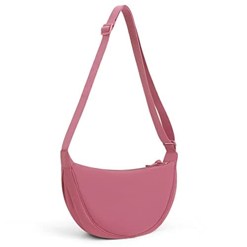 Image of DKIIL NOIYB Crescent Bag for Women, Nylon Cross Body Bag Portable Crescent Purse with Adjustable Strap Solid Color Sling Shoulder Purse