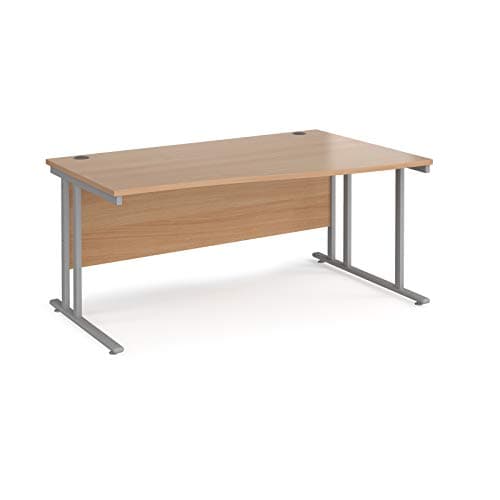 Image of Mr Office Maestro 25 right hand wave desk - silver cantilever leg, Beech, 1600