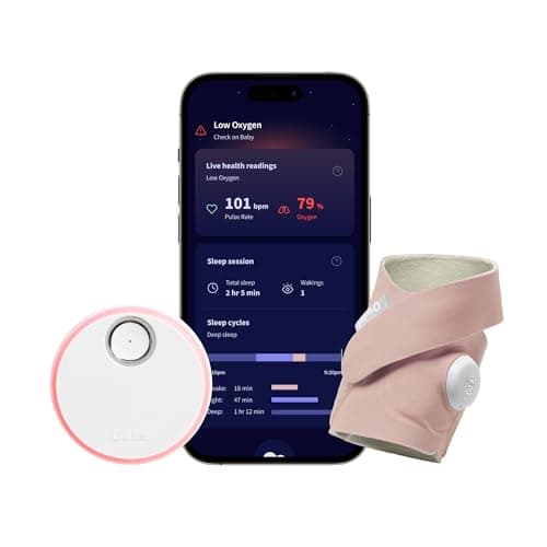 Image of Owlet Dream Sock® - Smart Baby Monitor - Track Live Pulse (Heart) Rate, Oxygen in Infants | Dusty Rose