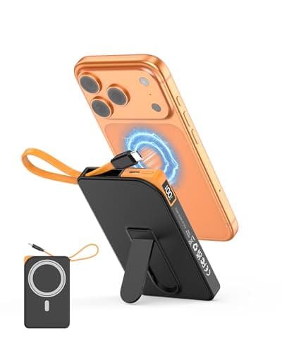 Image of for Magsafe Power Bank, Foldable Stand Magnetic Portable Charger, 10000mAh Wireless Powerbank Fast Charging with Built-in USB-C Cable, Battery Pack for iPhone 17/16/15/14/13/12 Travel & Daily