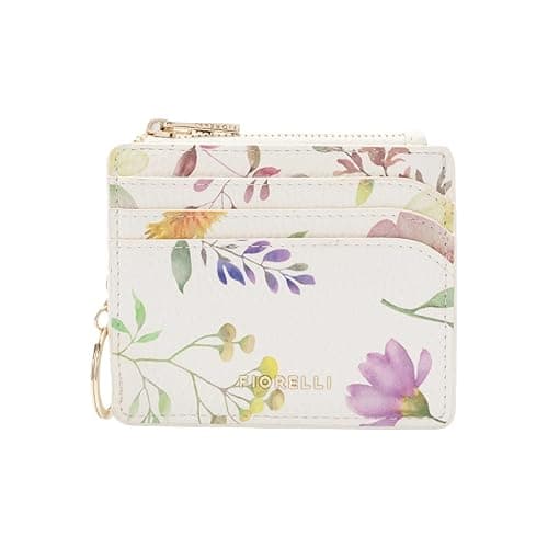 Image of Fiorelli Women's Ciara Card Case, Credit Card Holder, Slim Wallet with Key Chain, Faux Leather, Sprinkled Bloom Floral Print