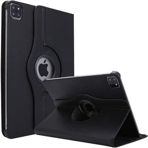 Image of World biz Rotating Case for iPad Pro 12.9-Inch (2022/2021/2020/2018) 360 Degree Rotation Stand Protective Folio Leather Smart Cover, Auto Sleep/Wake (Black)
