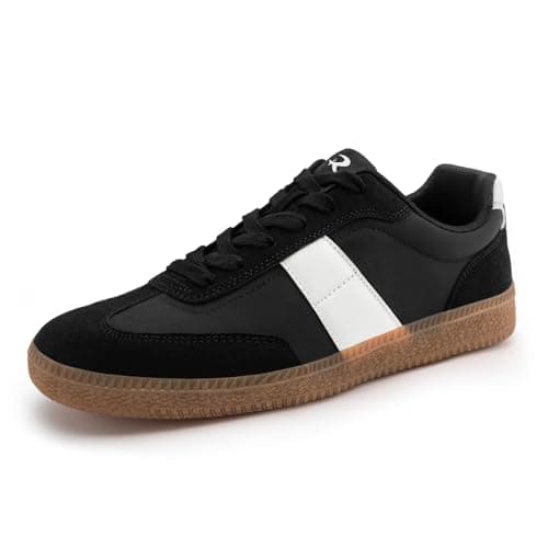 Image of Rihero Men's Fashion Sneakers Comfortable Tennis Walking Shoes Lace-Up Non Slip Casual Sneakers, Black, 7 UK