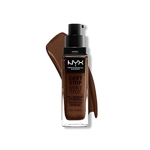 Image of NYX Professional Makeup 24 Hour Full Coverage Lightweight Foundation, Can't Stop Won't Stop, Long Lasting, Waterproof, Vegan Formula, Matte Finish, Shade: Deep espresso