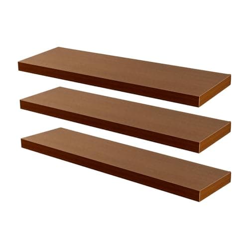 Image of Harbour Housewares Modern Floating Wall Shelves - 80cm - Walnut - Pack of 3 - Photo Gallery Bookshelf Wall Shelf for Living Room Display, Bedroom, Office Storage
