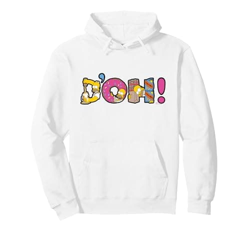 Image of The Simpsons Homer Simpson Beer and Donuts Letters D’OH! Pullover Hoodie, Adult Unisex, White, Medium