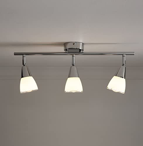 Image of 3 Light Chrome Ceiling Fitting with 3 Adjustable Glass Shades with White Frosted Finish