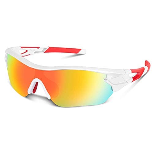 Image of BEACOOL Polarized Sports Sunglasses for Men Women Youth TAC Glasses UV400 Protection Cycling Running Driving Fishing Golf Motorcycle Baseball,White Red