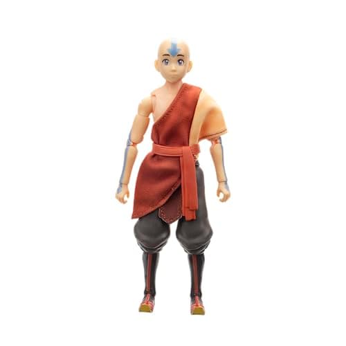 Image of Avatar: The Last Airbender Aang (Book Three) - 6.5-Inch Scale Figure with Alternate Faceplate, Swappable Hands, Staff and Air Bending Effect