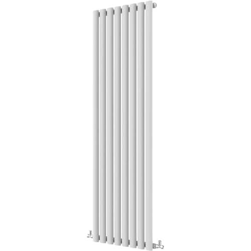 Image of Radbliss Oval Column Vertical Radiator 1800x472mm White Single Central Heating Upright Tall Designer RAD