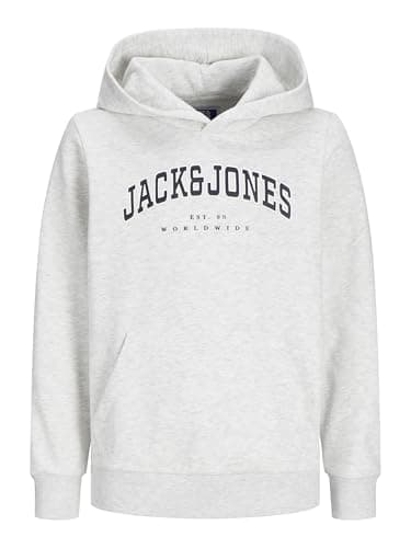 Image of JACK & JONES Boys Varsity Logo Hoodie Junior White Melange 10 Years
