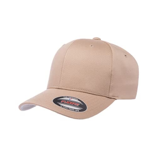 Image of Flexfit Men's Athletic Baseball Fitted Cap, Khaki, S-M