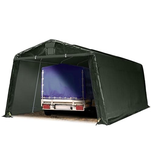 Image of TOOLPORT Portable Garage 3,3x6,2 m Carport Tent PE 600 N Vehicle Shed compact Storage Shelter 100% waterproof green