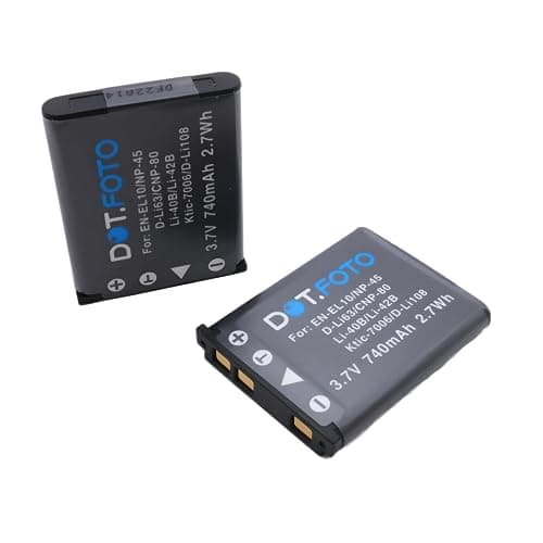 Image of 2 x Dot.Foto D-LI63, D-LI108 Premium 3.7v / 740mAh Rechargeable Battery for Pentax efina/Optio L30 L40 LS465 LS1000 LS1100 M30 M40 M90 M900 NB1000 RS1000 RS1500 T30 V10 V15 W30
