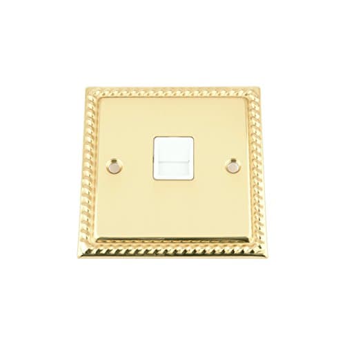 Image of Master Telephone BT Plug Socket - Polished Brass - Georgian - White Insert