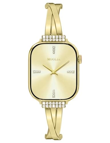 Image of Wearlizer Dressy Bracelet Compatible with Apple Watch Straps 41/40/38/42mm Women, Diamond Stainless Steel Metal Jewelry Chain Band for iWatch Ultra SE Series 11 10 9 8 7 6 5 4 3 2 1 Gold