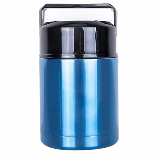 Image of Meichoon Large Insulated Food Container for Cooking 35 oz 1000ml, Stainless Steel Interior Leak Proof Soup Jar & Food Storage, BM02 Blue