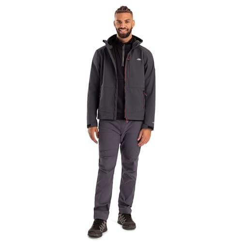 Image of Trespass Mens Softshell Jacket Dante - Grown on Hood, 2 Zip Pockets, Adjustable Cuff, Contrast Zipper, Bonded Back, Logo